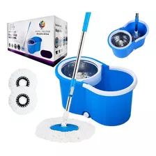 Balde Spin Mop Giratório Cesto Inox Esfregão + Refil