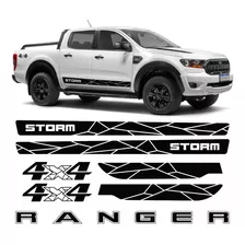 Kit 7 Adesivos Ranger Storm Faixa Caçamba Laterais Capo 4x4