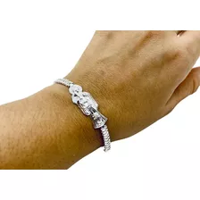 Pulsera De Santa Muerte Dije Al Centro (deperlá Plata)