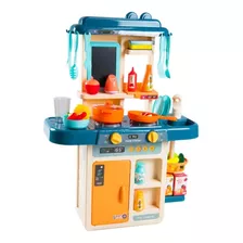 Cozinha Infantil Brinquedo Com Água Luz Som Fumaça 42 Peças Cor Azul