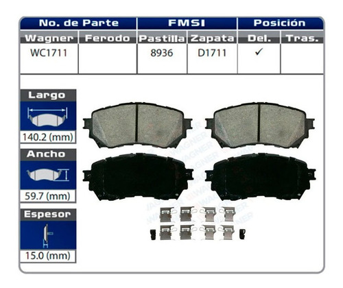 Balatas Delanteras Mazda 6 2016 2017 2018 2019 2020 Wagner Foto 2
