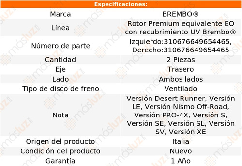 2 Discos Ventilados Tra Nissan Frontier 05/19 Brembo Foto 2