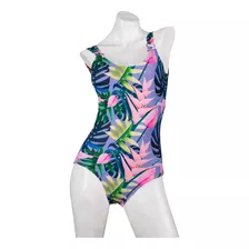 Vestido De Baño Mujer Enterizo Estampado Orquídeas Tropical