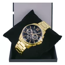 Relógio Orient Masculino Cronógrafo Mgssc043 G3kx Dourado Cor Do Fundo Grafite