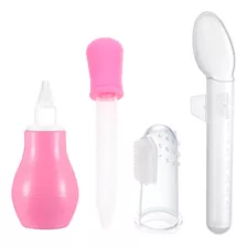 Set Cuidados Bebe Medicina Gotero Cuchara Aspirador Cepillo