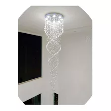 Lustre De Cristal Espiral Duplo 2 Até 2,40 Metros Base 70 Cm