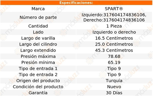 1_ Amortiguador Cofre Izq O Der Tiburon 2003/2006 Spart Foto 2