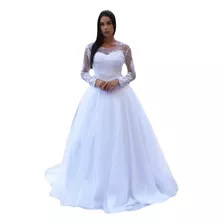 Vestido De Noiva Casamento Festa Renda Luxo Alça + Brinde