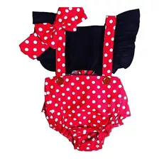 Jardineira Body Romper Baby Minnie Tiara Mesversario Ensaio