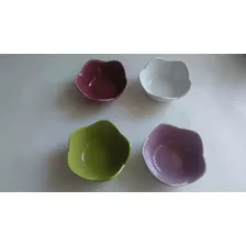 Set 4 Bowls Pequeños Coctail Diseño Flor Silvestre Colores