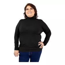 Blusa Gola Alta Manga Longa Plus Size Cacharrel Feminina