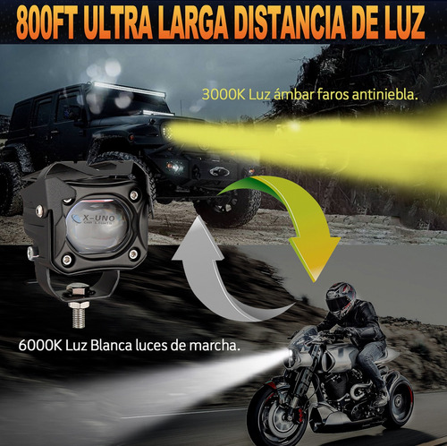 2 Faros Auxiliares Focos Niebla Ultra Brillo Luces 4x4 Moto Foto 4