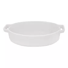 Travessa Refrataria Porcelana Branca Oval Alça Forma 23cm