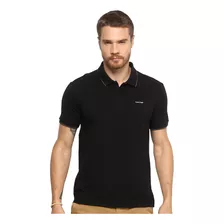 Polo Calvin Klein Masculina Piquet Slim Básica Relevo Preta