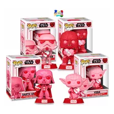 Star Wars Valentin Set 4 Piezas Funko Pop Corazon Rosa Cf