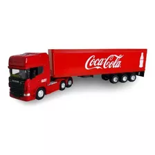 Carreta Bitrem Scania Bau Madeira Brinquedo 7eixo Cocacola