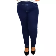 Calça Jeans Feminina Plus Size Tipo Legging Elástico No Cós 