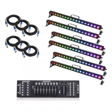 6 Ribalta Rgbw 18 Leds 12w Pixel Auto + Mesa Dmx C/cabos 5m