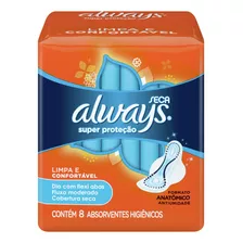 Absorventes Femininos Always Super Proteção Seca Com Abas P 8 Unidades