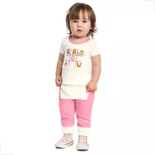 Kit Blusa E Calça Moletinho Bebê Menina Kelykety Rosa