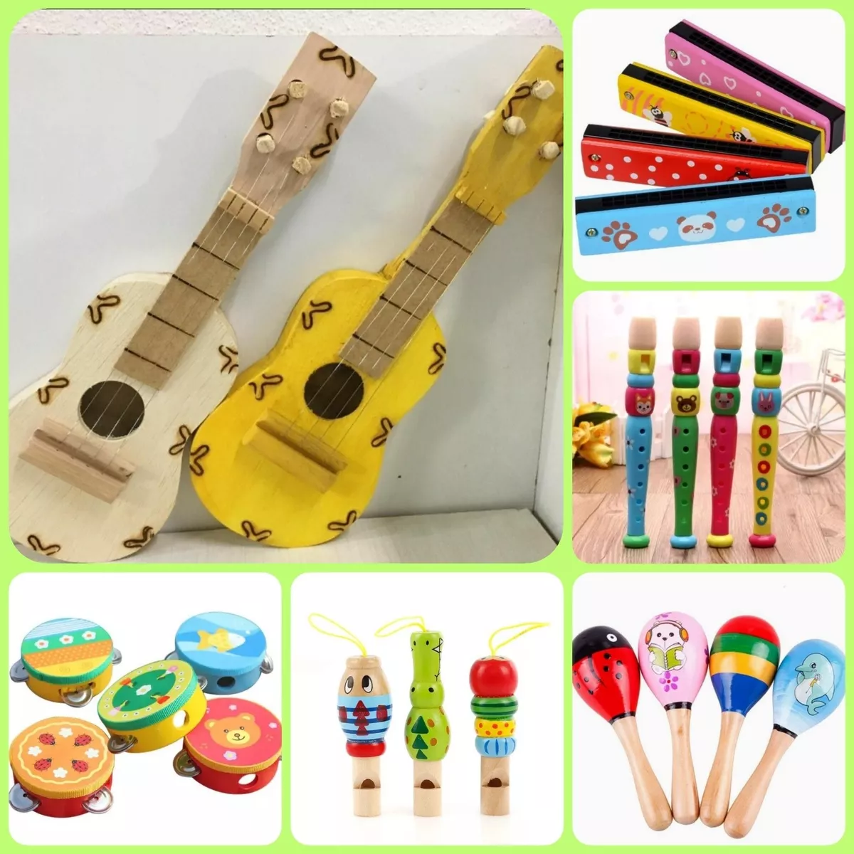 Kit Com 6 Instrumentos Musicais Infantis Montessorianos 