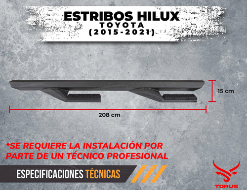 Estribos Hilux Toyota 2015-2021 Rock Slider Doble Cab Torus Foto 6