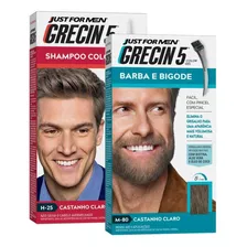 Kit Grecin 5 Barba E Bigode + Shampoo Color Escolha Sua Cor