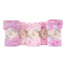 3 Pcs Kit Manta Mantinha Infantil Bebe Microfibra Ultrasoft 