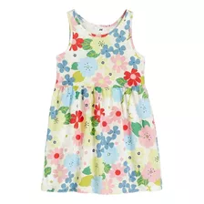 Vestido Sin Mangas H&m.blanco. Flores De Colores. 8/10 Años