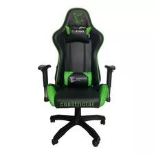 Silla De Escritorio Constrictor Monensis Sic-2001 Gamer Ergonómica Negra Y Verde Con Tapizado De Cuero Sintético