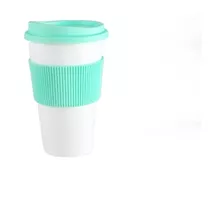 Vaso Térmico Tipo Starbucks Mug Tapa Faja 300ml Color Pastel