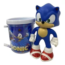 Boneco Sonic 16cm Sega Coleção + Caneca Personalizada 350m