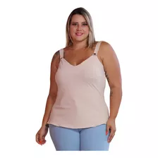 Regata Feminina Alça Larga Plus Size Modelo Liso Novidade