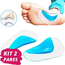 2 Par Palmilha Gel Arco Plantar Pé Chato Plano Cavo Silicone