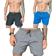 Combo 3 Shorts Premiun Linho Sarja Cordão Curto Casual Top