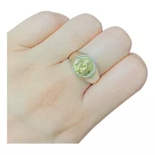 Ao 072-2 Anillo Pyo Virgen Niña Sello De Plata Y Oro