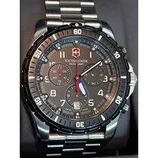 Hermoso Reloj Victorinox Cristal Chronografo Acero De Hombre