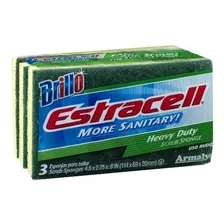 Esponja De Lavado Pesado Brillo Estracell, 3-count