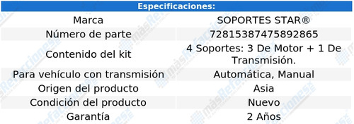 Kit Soportes Motor - Caja 4 Piezas Sc L4 1.9l 92 S.star Foto 2