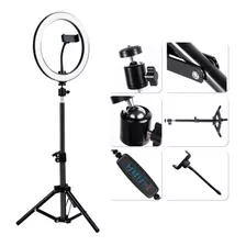 Aro De Luz Led Fotografía Selfie + Trípode + Control + Base Color De La Estructura Negro Color De La Luz Blanco 110v