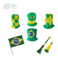 Kit Torcedor Copa Do Mundo Brasil Cartola C/4 Peças