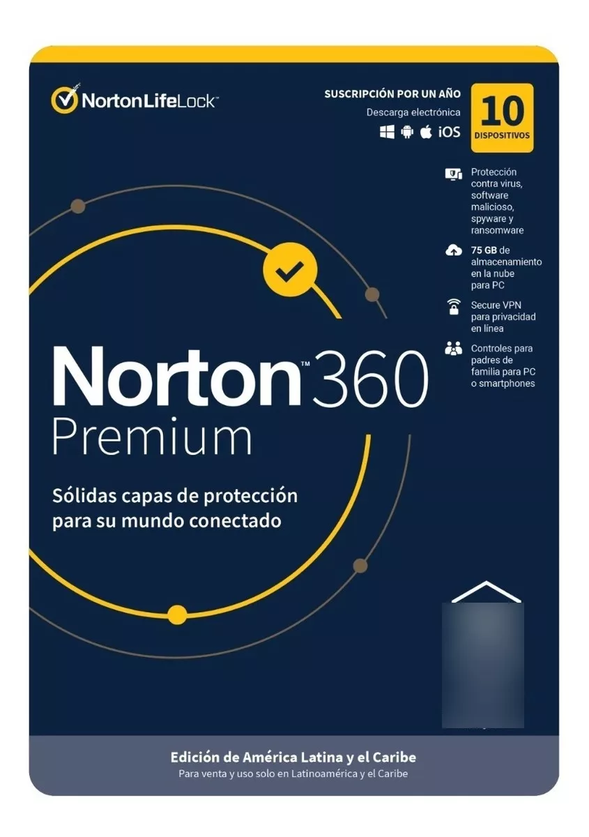 Antivirus Norton 360 Premium 10 Dispositivos 1 Año