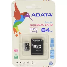 Adata Micro Sdhc Premier 64gb C/adap Clase 10 Ausdx64guicl10