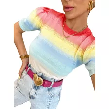 Blusa Blusinha Tricot Feminino Moda Novidade Lançamento Tshi