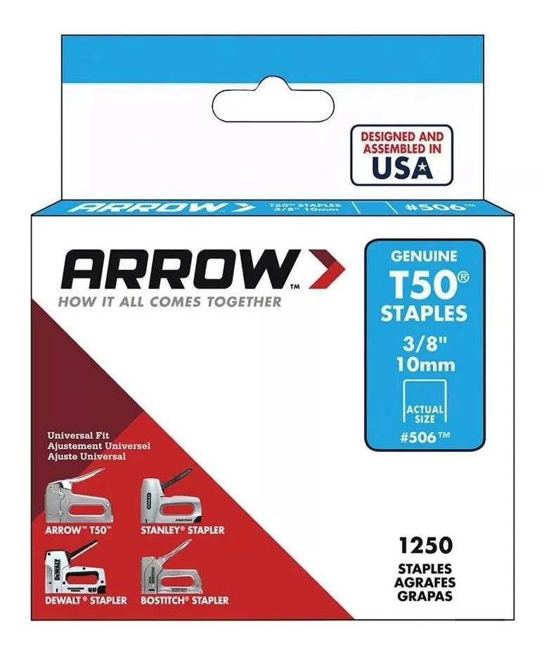 Grapas Arrow T50 3/8 (10mm) Caja 1250 Unidades 50624sp