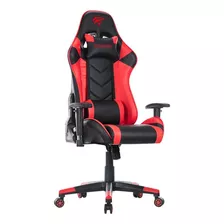 Cadeira De Escritório Havit Gc932 Gamer Ergonômica Vermelha Com Estofado De Couro Sintético