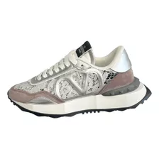  Tenis Valentino Lacerrunner De Encaje Y Malla Mujer 