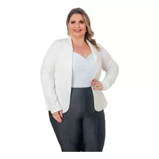 Blazer Feminino Acinturado Plus Size Neoprene Terninho Moda