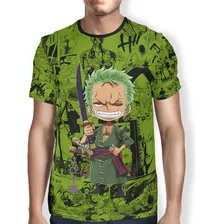 Camisetas Poliéster 100% Estampadas Anime One Piece Top Full