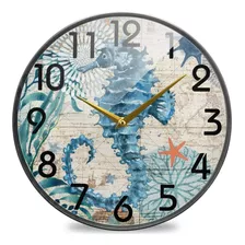 Chic Vintage Ocean Sea Horse Fish Map Print Reloj De P...